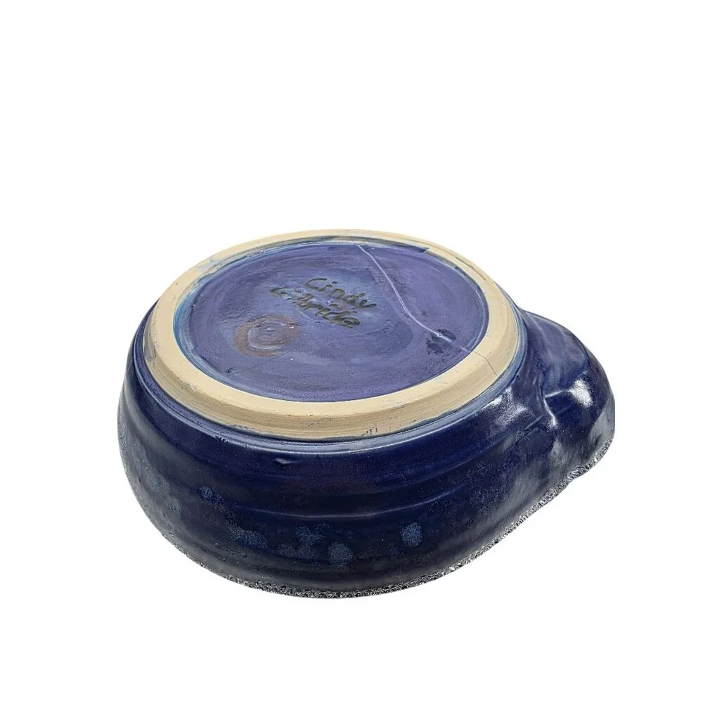 Hummingbird Ceramic Serving Bowl With‎ Built-In Dip Cup by Cindy Gilbride